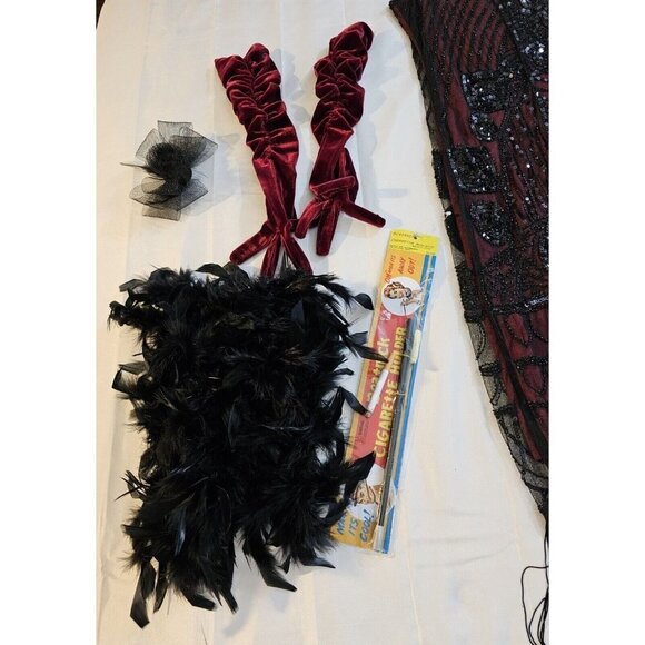 20s Gatsby Flapper Fringed Dress Complete Costume Halloween Stage Adult 14-16 L - Picture 2 of 10